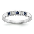 thumbnail image 1 of Solid 14k White Gold Diamond Sapphire Blue September Gemstone Wedding Band Ring Size 9 (.08 cttw.), 1 of 8