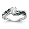 thumbnail image 1 of Solid 14k White Gold Diamond Side-Stones with CZ Cubic Zirconia Center Stone Blue Diamond Engagement Ring Size 7.5, 1 of 8
