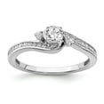 thumbnail image 1 of Solid 14k White Gold Diamond Side-Stones with CZ Cubic Zirconia Center Stone Diamond Engagement Ring Size 8, 1 of 7
