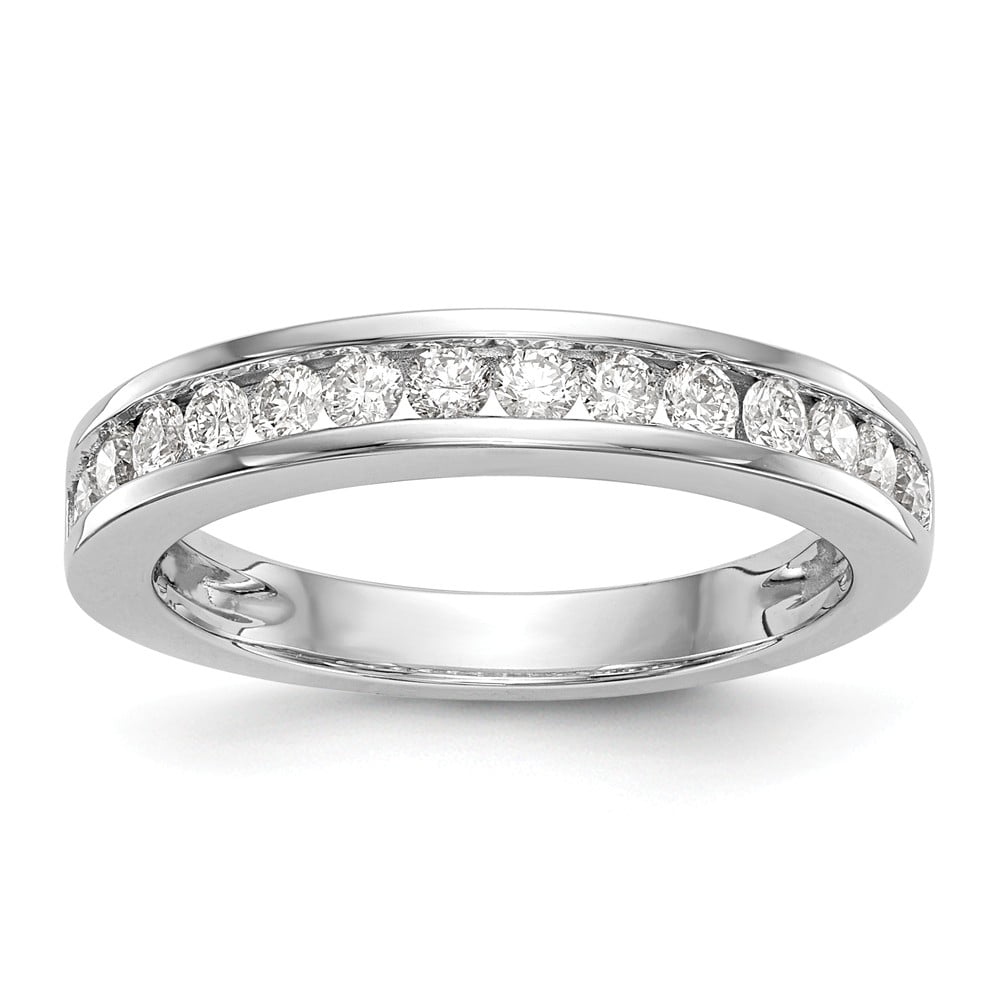 Solid 14k White Gold Diamond Wedding Band Ring Size 6.5 .525 cttw