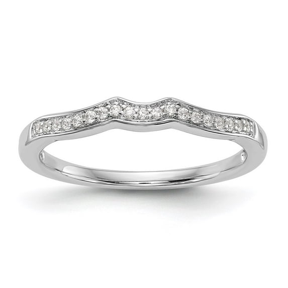 Solid 14k White Gold Diamond Wedding Band Ring Size 9 (.095 cttw.)
