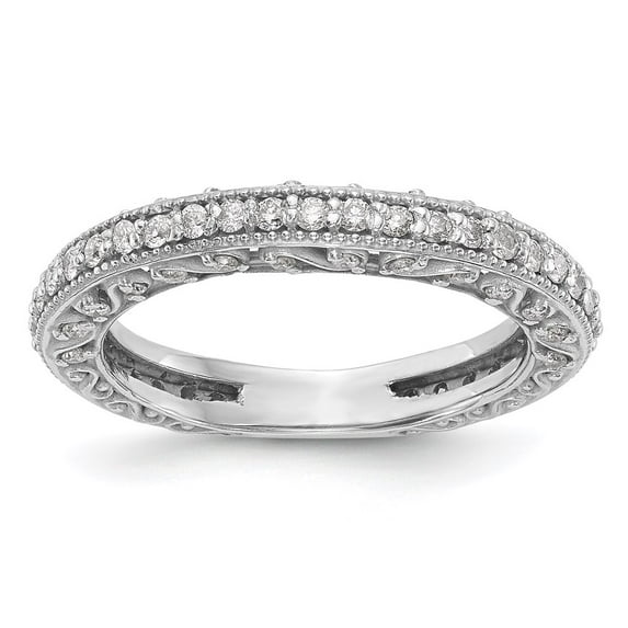 Solid 14k White Gold Diamond Wedding Band Ring Size 9 (Width = 3mm ) (.556 cttw.)
