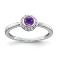 thumbnail image 1 of Solid 14k White Gold Diamond and Cabachon Amethyst Purple February Gemstone Engagement Ring Size 5 (.075 cttw.), 1 of 3