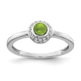 thumbnail image 1 of Solid 14k White Gold Diamond and Cabachon Peridot Green August Gemstone Engagement Ring Size 8 (.075 cttw.), 1 of 3