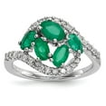 thumbnail image 1 of Solid 14k White Gold Diamond and Emerald Green May Gemstone Engagement Ring Size 6.5 (.34 cttw.), 1 of 5