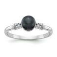 thumbnail image 1 of Solid 14k White Gold Diamond and Pearl Ring Band with CZ Cubic Zirconia Size 7.5 (Width = 2mm ), 1 of 2