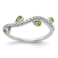 thumbnail image 1 of Solid 14k White Gold Diamond and Peridot Green August Gemstone Engagement Ring Size 9 (.21 cttw.), 1 of 4