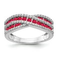 thumbnail image 1 of Solid 14k White Gold Diamond and Ruby Unique Engagement Ring Size 7.5 (.34 cttw.), 1 of 6