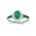 thumbnail image 1 of Solid 14k White Gold Diamond and Simulated Emerald with Halo Ring - Size 4.5, 1 of 2