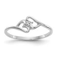 thumbnail image 1 of Solid 14k White Gold Diamond heart Ring Band Size 6.5, 1 of 6