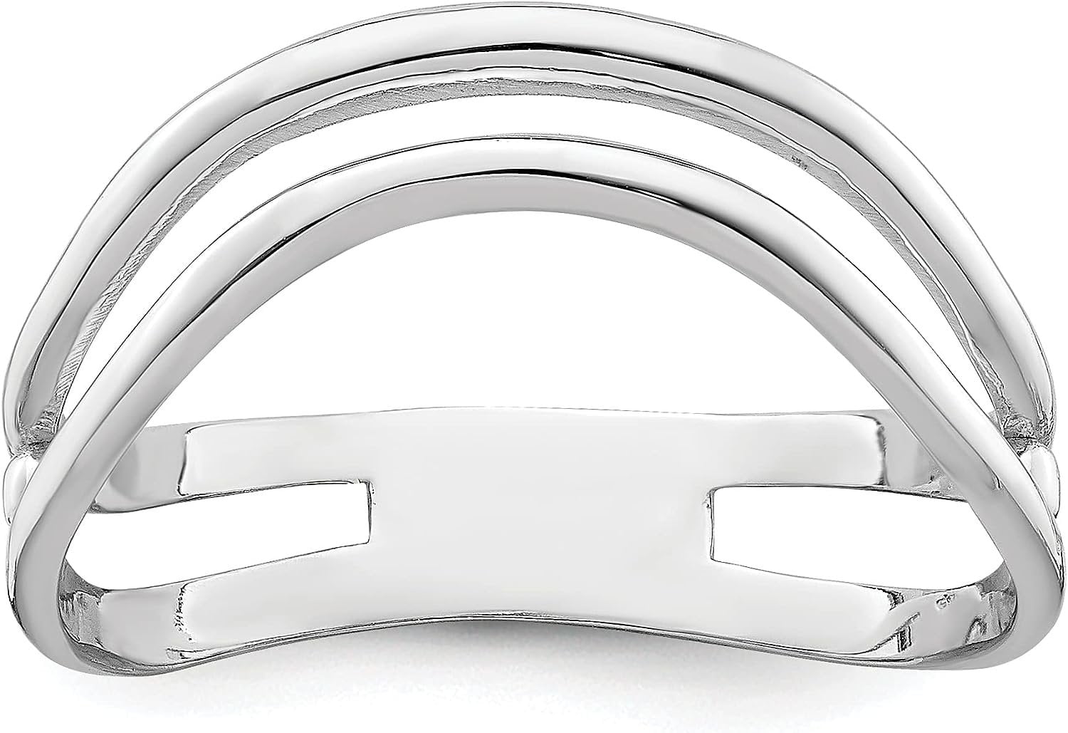 Solid 14k White Gold Double Wave Fashion Thumb Ring Ring Size 7.0