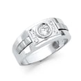 thumbnail image 1 of Solid 14k White Gold Engagement Mens Ring Watch Style Band Round CZ Satin & Polished Fancy Size 10, 1 of 1