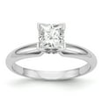 thumbnail image 1 of Solid 14k White Gold Engagement Solitaire 4mm Medium-Weight V-End Princess Ring Band with CZ Cubic Zirconia Size 5, 1 of 8