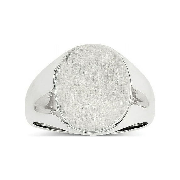 Solid 14k White Gold Engravable Signet Ring (14.6mm) - Size 9
