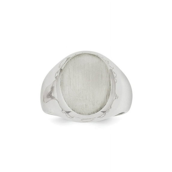 Solid 14k White Gold Engravable Signet Ring (15.8mm) - Size 13
