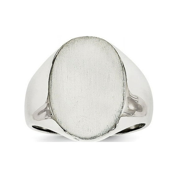 Solid 14k White Gold Engravable Signet Ring (18.6mm) - Size 9