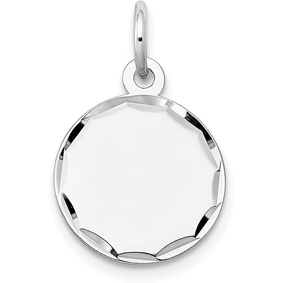 Solid 14k White Gold Etched .013 Gauge Engraveable Round Disc Charm - 20mm