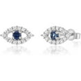 thumbnail image 1 of Solid 14k White Gold Evil Eye Stud Earrings with Sparkling Cubic Zirconia, 1 of 7