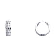 thumbnail image 1 of Solid 14k White Gold Huggie Hoop Earrings CZ Huggies Round Two Row Pave Set Polished Small 12 mm, 1 of 1