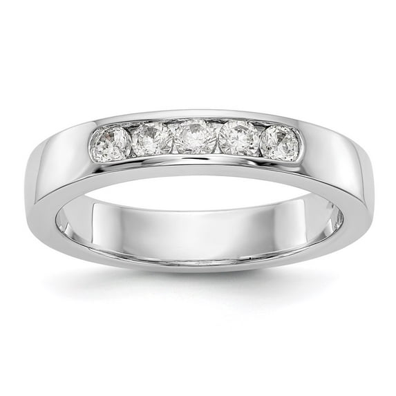 Solid 14k White Gold Lab Grown Diamond Five Stone Channel Set Wedding Band Ring Size 7 (.295 cttw.)
