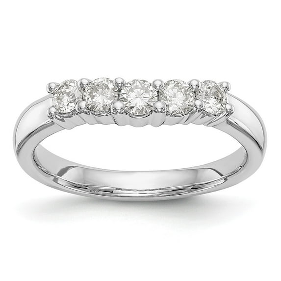 Solid 14k White Gold Lab Grown Diamond Five Stone Wedding Band Ring Size 6.5 (.465 cttw.)