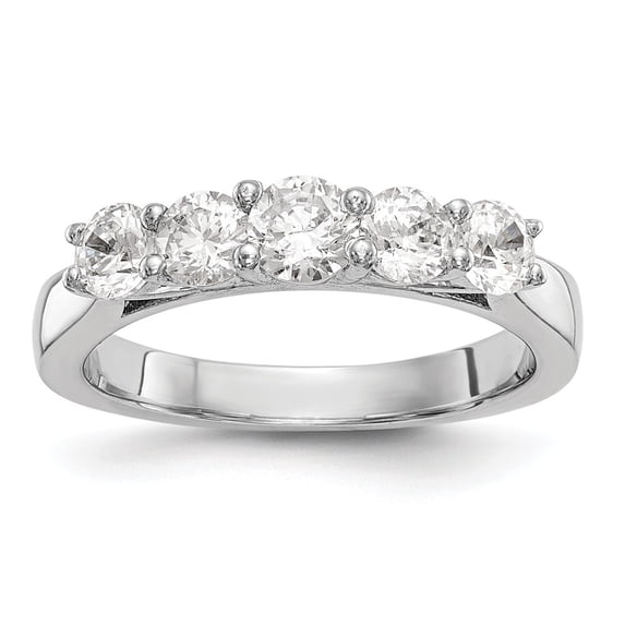 Solid 14k White Gold Lab Grown Diamond Five Stone Wedding Band Ring Size 7 (.476 cttw.)