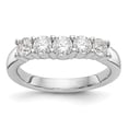 thumbnail image 1 of Solid 14k White Gold Lab Grown Diamond Five Stone Wedding Band Ring Size 8.5 (.9 cttw.), 1 of 8