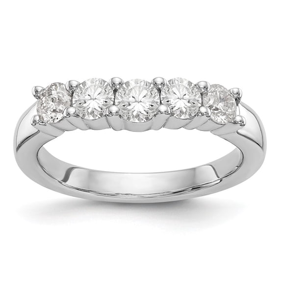 Solid 14k White Gold Lab Grown Diamond Five Stone Wedding Band Ring Size 8.5 (.9 cttw.)