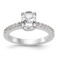 thumbnail image 1 of Solid 14k White Gold Lab Grown Diamond Side-Stones with CZ Cubic Zirconia Center Stone Engagement Ring Rin Size 5.5, 1 of 8