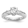 thumbnail image 1 of Solid 14k White Gold Lab Grown Diamond Three Stone Diamond Side-Stones with CZ Cubic Zirconia Center Stone Engagement Ring R Size 6.5, 1 of 8