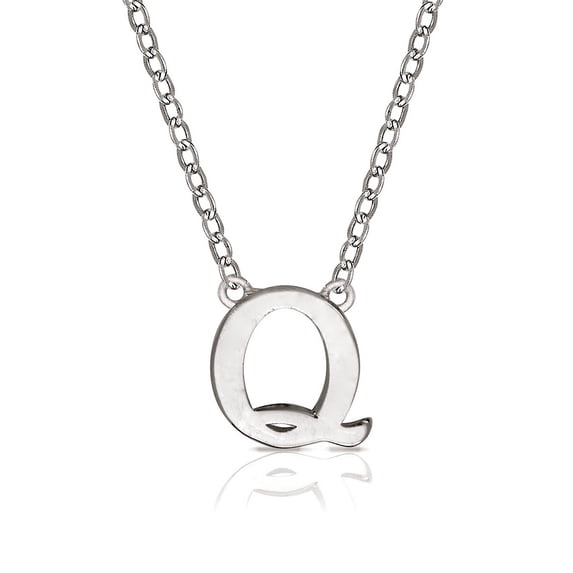 Solid 14k White Gold Letter Name Personalized Monogram Initial Necklace (16 Inch) (6mm) (spring-ring) White Gold Initial