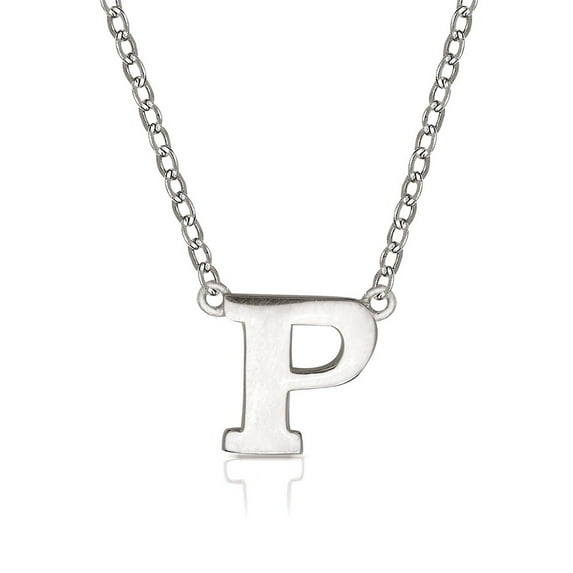 Solid 14k White Gold Letter Name Personalized Monogram Initial Necklace (16 Inch) (6mm) (spring-ring) White Gold Initial