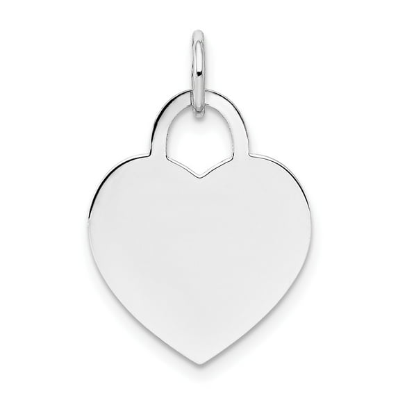 Solid 14k White Gold Medium Engravable Heart - 22mm x 15mm