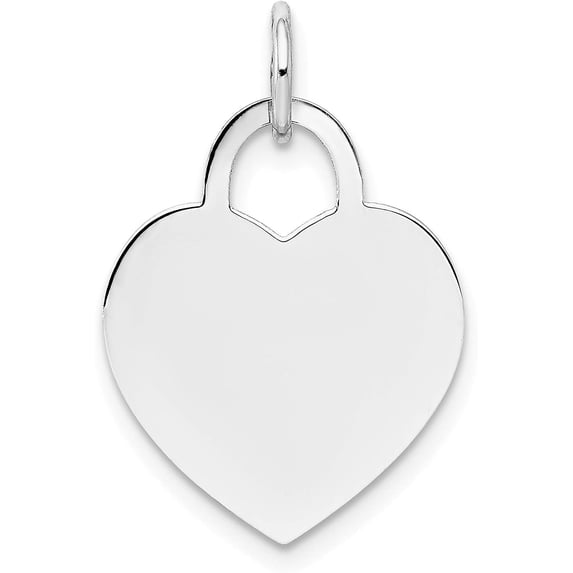 Solid 14k White Gold Medium Engravable Heart - 22mm
