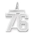 thumbnail image 1 of Solid 14k White Gold Medium Number 76 Charm Brushed Matte Finish Pendant, 1 of 2