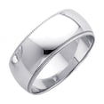 thumbnail image 1 of Solid 14k White Gold Milgrain Wedding Band Plain Ring Heavy Polished Finish Regular Fit, 8 mm Size 5.5, 1 of 1