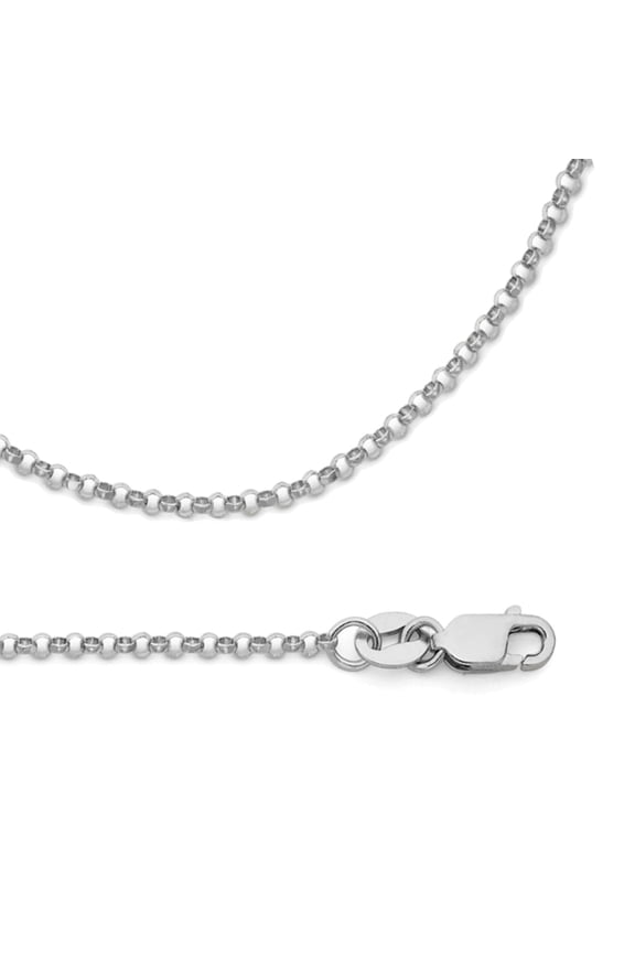 Solid 14k White Gold Necklace Rolo Cable Chain Angle Diamond Cut Link Polished Style 1.6 mm 20 inch