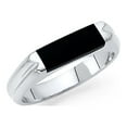 thumbnail image 1 of Solid 14k White Gold Onyx Ring Mens Band Black Diamond Cut Stylish Square Design Polished Fancy Size 11.5, 1 of 1