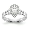 thumbnail image 1 of Solid 14k White Gold Pear Halo Diamond Side-Stones with CZ Cubic Zirconia Center Stone Split Shank Engagement Ring Size 9, 1 of 8