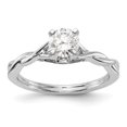 thumbnail image 1 of Solid 14k White Gold Peg Set Solitaire Engagement Ring with CZ Cubic Zirconia Size 6.5, 1 of 8