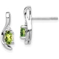 thumbnail image 1 of Solid 14k White Gold Peridot and Diamond Post Earrings - 14mm, 1 of 5