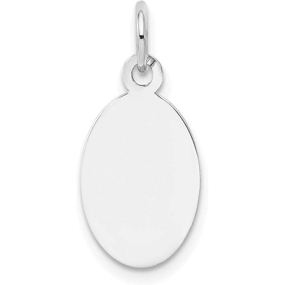 Solid 14k White Gold Plain .027 Gauge Oval Engravable Disc Charm - 20mm