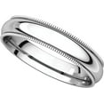 thumbnail image 1 of Solid 14k White Gold Plain Wedding Band Milgrain Ring Polished Calssic Comfort Fit Finish, 4 mm Size 12, 1 of 1