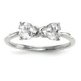 thumbnail image 1 of Solid 14k White Gold Polished White Simulated Topaz Bow Ring (1mm) - Size 5, 1 of 3