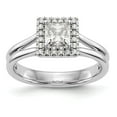 thumbnail image 1 of Solid 14k White Gold Princess Halo Split Shank Engagement Ring with CZ Cubic Zirconia Size 6.5, 1 of 3