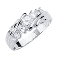 thumbnail image 1 of Solid 14k White Gold Ring Mens Cubic Zirconia CZ Anniversary Wedding Band Size 11.5, 1 of 2