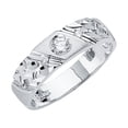 thumbnail image 1 of Solid 14k White Gold Ring Mens Cubic Zirconia CZ Anniversary Wedding Band Size 6.5, 1 of 2