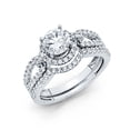 thumbnail image 1 of Solid 14k White Gold Ring Round Cubic Zirconia CZ Duo Set Size 12, 1 of 2