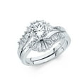 thumbnail image 1 of Solid 14k White Gold Ring Round Cubic Zirconia CZ Duo Set Size 6, 1 of 2