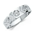 thumbnail image 1 of Solid 14k White Gold Ring Round Cubic Zirconia CZ Mens Anniversary Wedding Band Size 10.5, 1 of 2